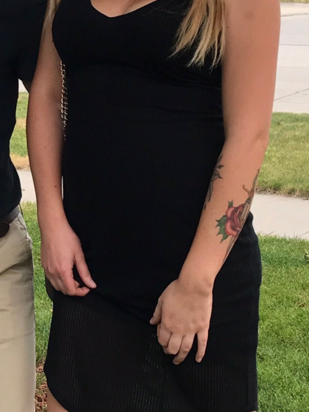 Express Black Ribbed Midi Dress